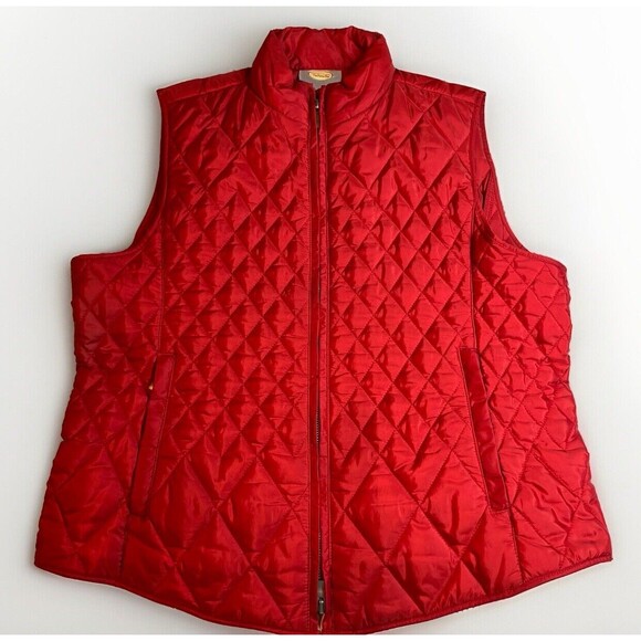 Talbots Women's Quilted Vest, Red, Zip Pockets, Size Large - Picture 1 of 5